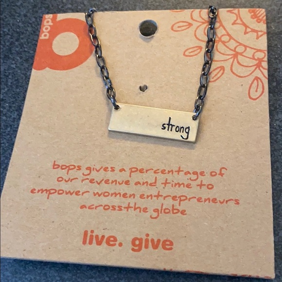 NEW “strong” etched bar necklace - Picture 3 of 6